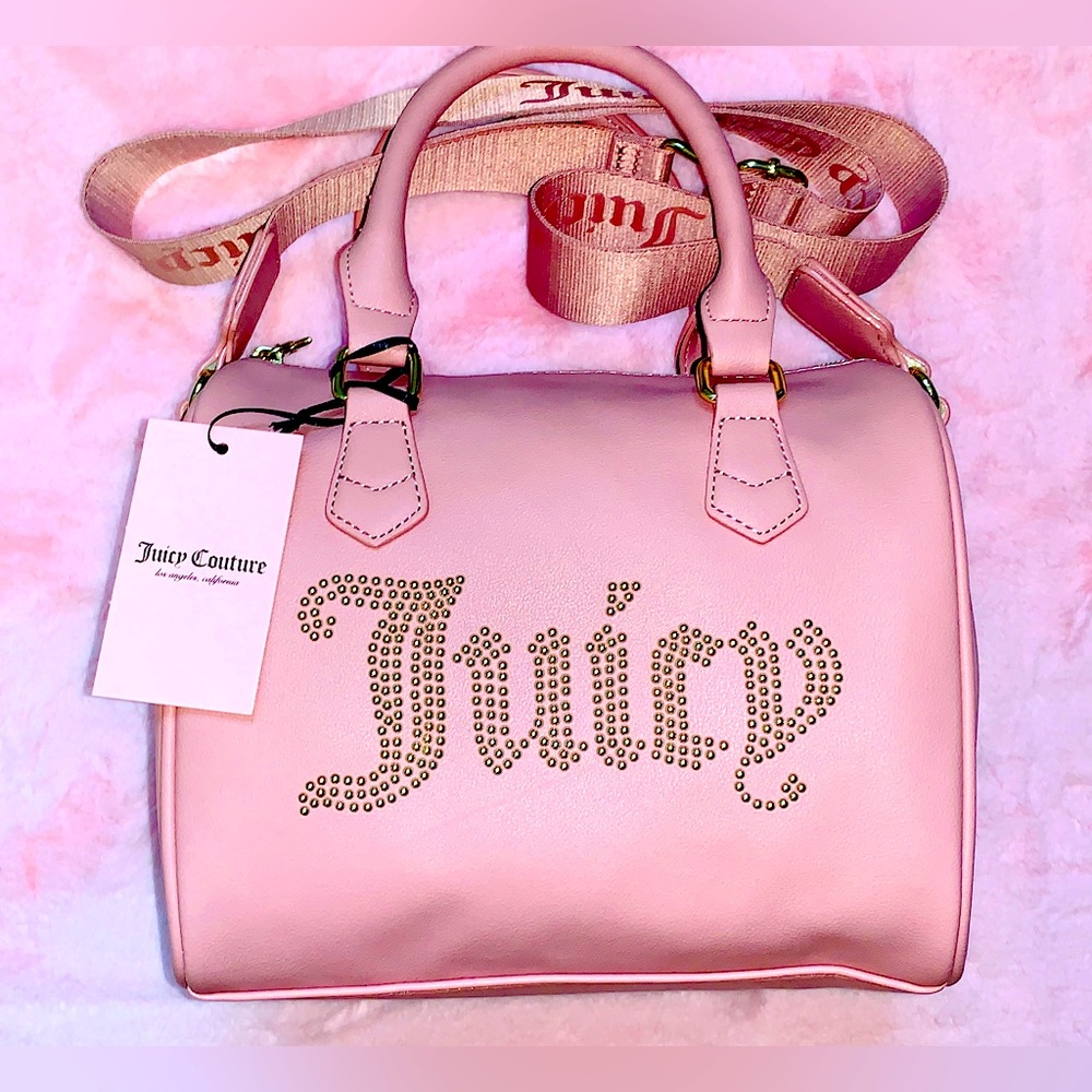 SALE Juicy Couture Pink Taffy Speedy Satchel Gold Bling Barrel Logo Crossbody…